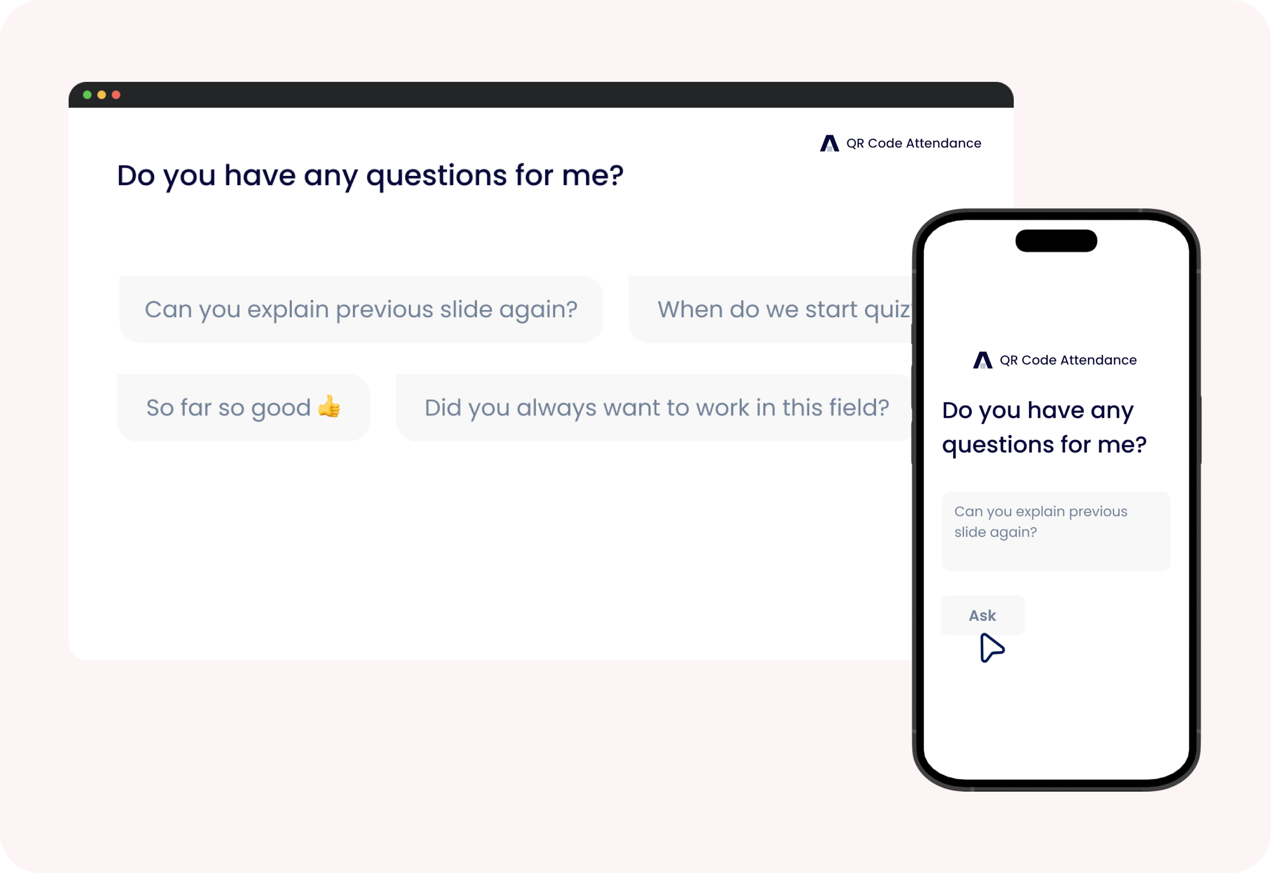 Open ended feature showing audience answers submitted from phones during a live presentation