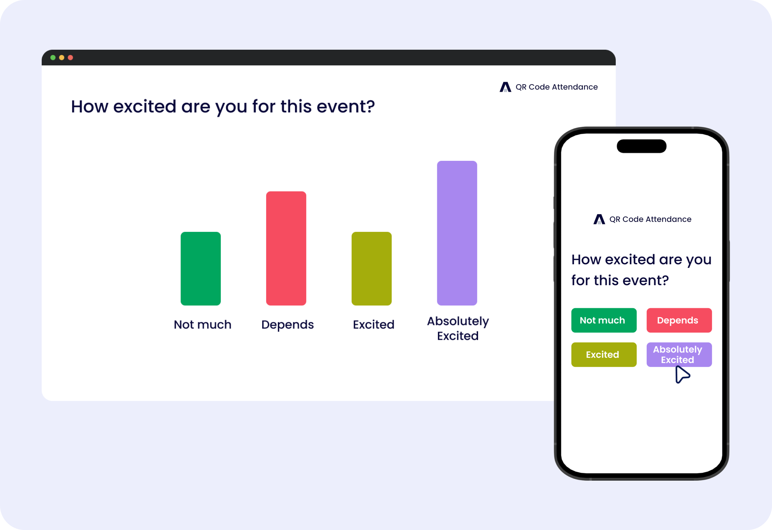 Live polling feature showing a multiple choice question with real-time results chart