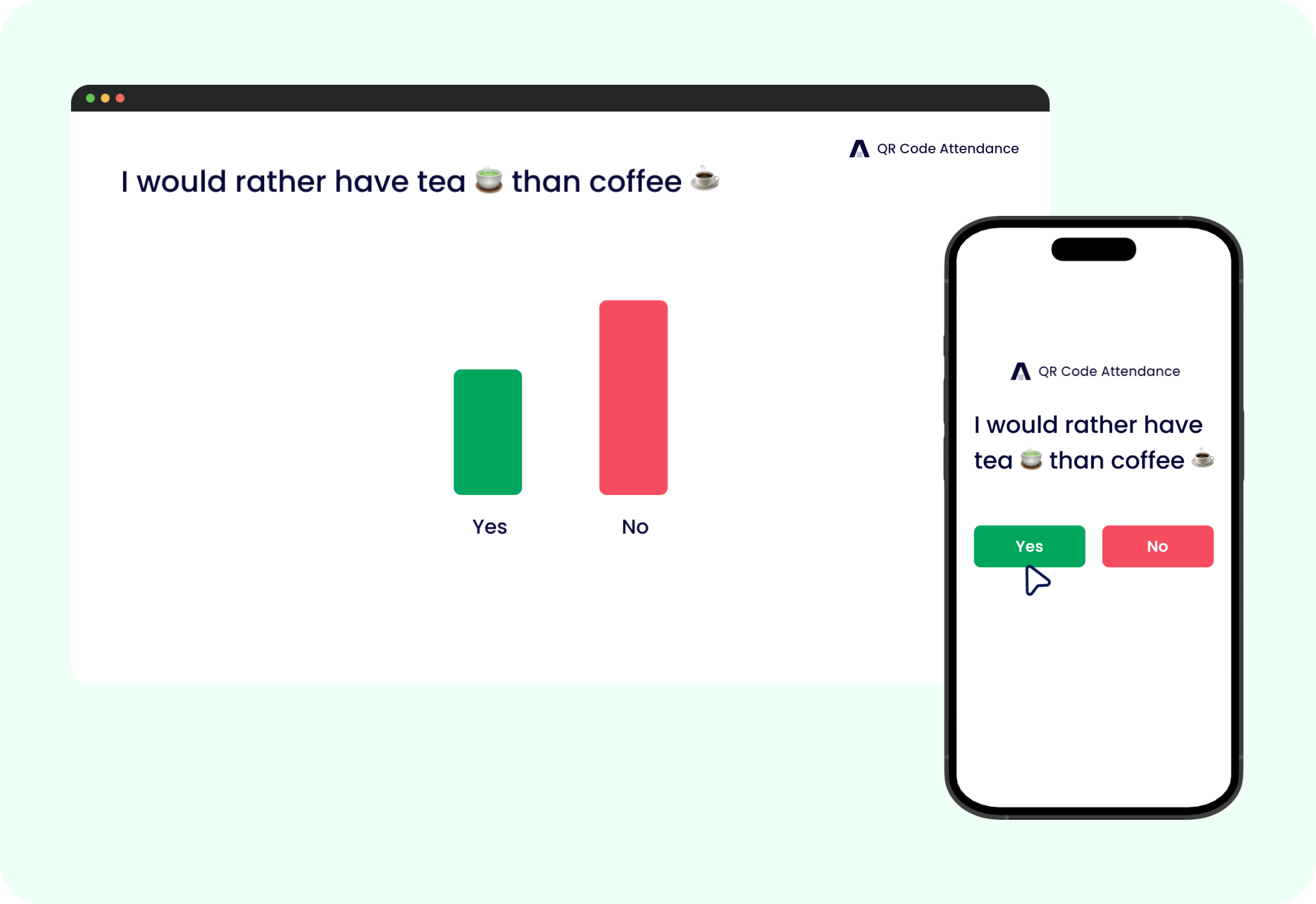 This or That feature showing a true or false question answered live by the audience