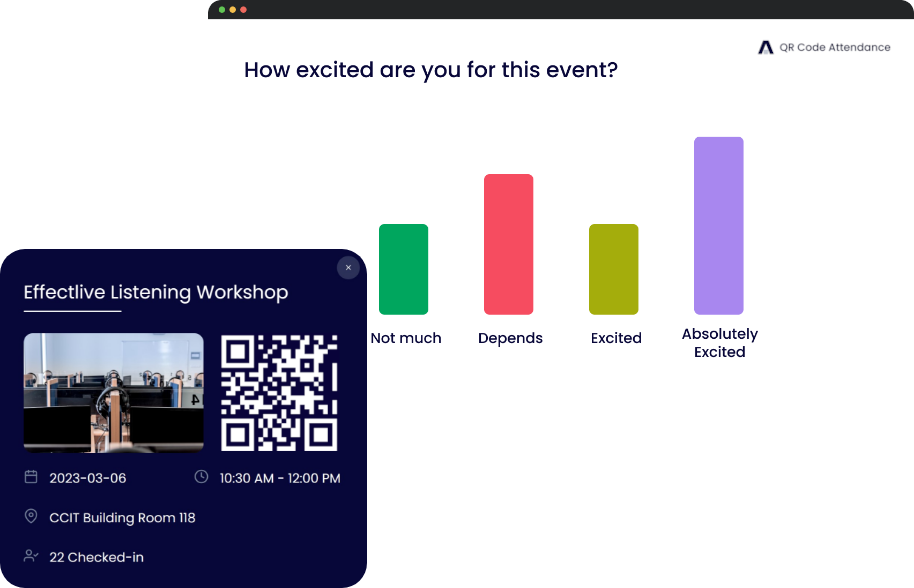 Attendance QR code displayed for an event check-in